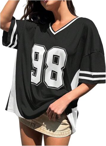 Women's Letter Print Oversized Football Jersey in Kuwait