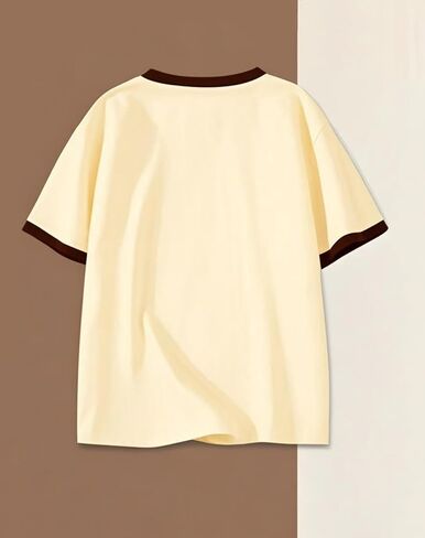 Women's V-Neck Multi-Color Patchwork Polo-Neck Short-Sleeved Shirt - Perfect for Daily wear in Kuwait