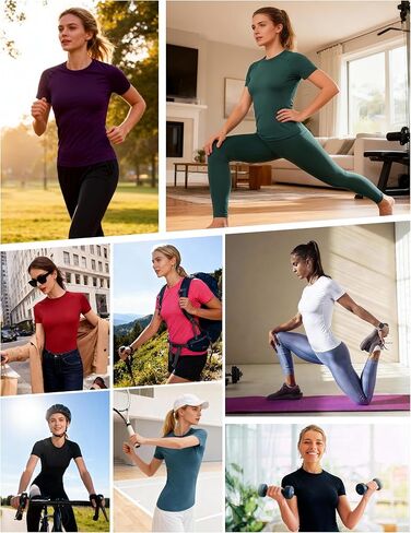 Women's Compression Shirt, Short Sleeve Workout Tops Athletic T-Shirts Quick Dry Gym Yoga Running Sports Base Layer Dark Green in Saudi Arabia