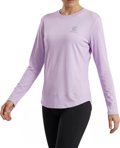 Women's Long Sleeve Yoga Tops UPF 50+ Sun Protection Quick Dry Athletic Shirt Lightweight Breathable Loose Fit in Saudi Arabia