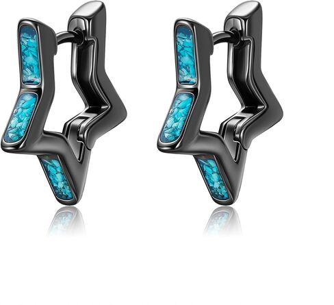 Star Earrings 925 Sterling Silver Small Black Huggie Hoop Earrings Turquoise Jewelry Gifts for Men Women in Kuwait