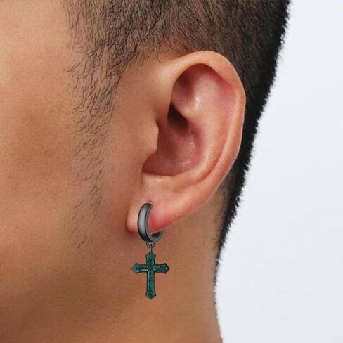 Cross Earrings for Men 925 Sterling Silver Malachite Cross Earrings Christian Jewelry Gifts for Men Women in Saudi Arabia