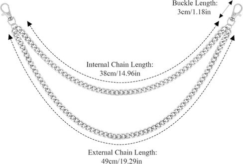 BLMHTWO 2 Pcs Jeans Chain Decorative Pocket Belt Layered Metal Pants Chains for Men Women to Wallet Jeans Accessories (Gold + Silver) in Kuwait