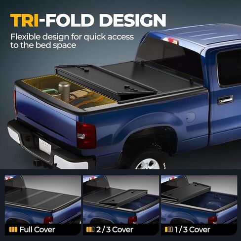سلالة السيارات الناعمة Tri-Fold Bed Tonneau غطاء متوافق مع 2001-2005 Ford Explorer Sport TRAC 4.2 قدم/50 بوصة قصيرة ، أسود غير لامع فينيل ناعم. in Kuwait