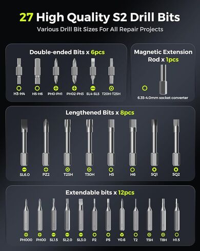 Mini Electric Screwdriver Set, SOONAN 120 in 1 Small Portable Cordless Power Screwdriver Set with 100 Precision Bits & LED Light & 20-bit Tool Set Handy Repair Tool for Phone Watch Camera Laptop in Kuwait