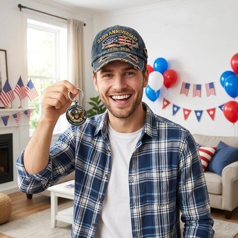 250 Anniversary USA Hat, 2 PCS USA 250th Anniversary Merchandise Set Includes 1776-2026 250th USA Hat and Keychain, 250 USA Merchandise for National Celebrations and Daily Wear Multi in Saudi Arabia