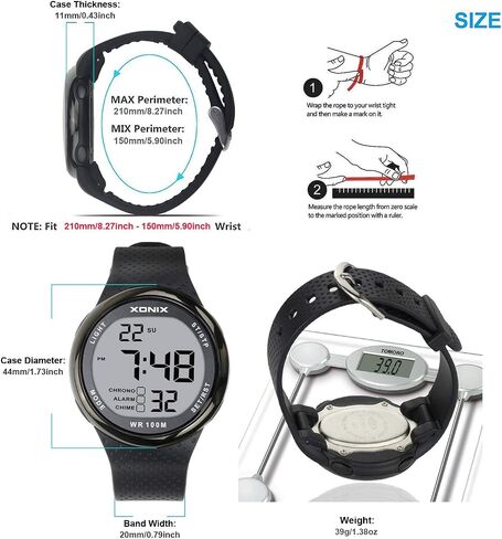TOMORO Vogue Men's Unisex 100M Waterproof Ultra-Thin Minimalist Sports Watch, Fashion Multifunctional Chronograph Digital Simple Basic Dive Men Women Wrist Watches in Kuwait