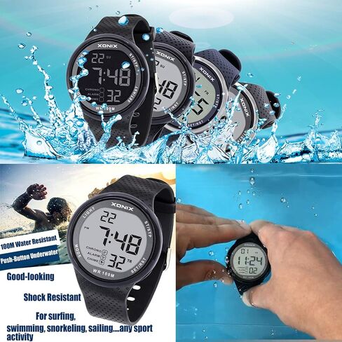 TOMORO Vogue Men's Unisex 100M Waterproof Ultra-Thin Minimalist Sports Watch, Fashion Multifunctional Chronograph Digital Simple Basic Dive Men Women Wrist Watches in Kuwait