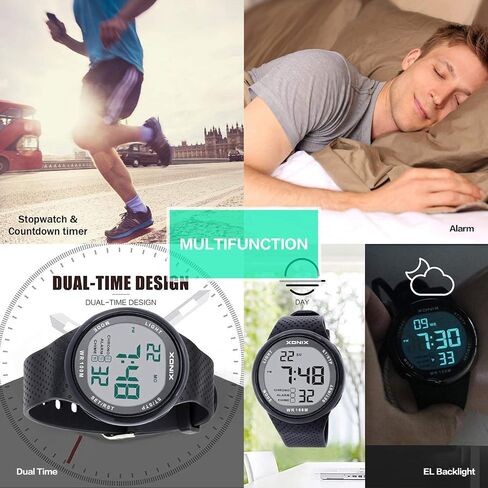 TOMORO Vogue Men's Unisex 100M Waterproof Ultra-Thin Minimalist Sports Watch, Fashion Multifunctional Chronograph Digital Simple Basic Dive Men Women Wrist Watches in Kuwait