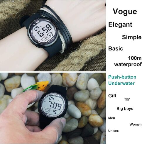 TOMORO Vogue Men's Unisex 100M Waterproof Ultra-Thin Minimalist Sports Watch, Fashion Multifunctional Chronograph Digital Simple Basic Dive Men Women Wrist Watches in Kuwait