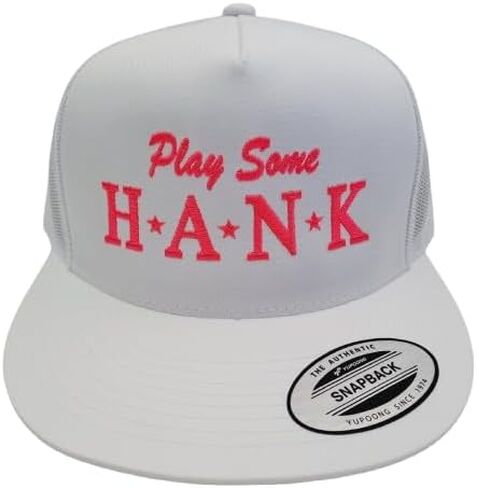 Play Some Hank Trucker Mesh Snapback Flat Bill Hat Cap Black Direct Embroidered in Kuwait