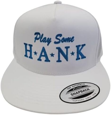 Play Some Hank Trucker Mesh Snapback Flat Bill Hat Cap Black Direct Embroidered in Kuwait