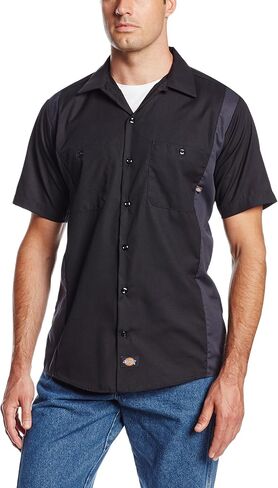 ملابس العمل المهنية من Dickies LS524BKCH قميص رجالي من البوليستر/القطن بأكمام قصيرة بألوان صناعية in Kuwait
