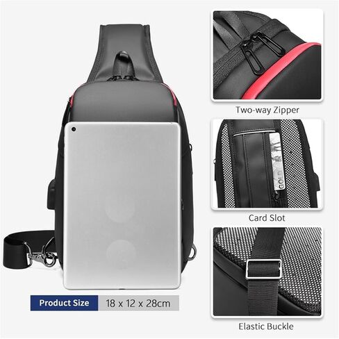 Shoulder bag for men Designer Men's Waterproof Chest Bag with USB Charging Crossbody Messenger Bag for Short Distances in Kuwait