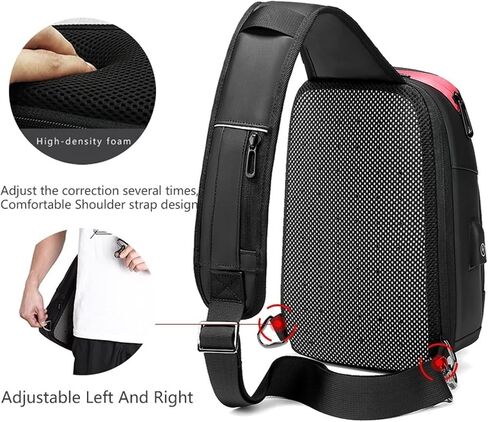 Shoulder bag for men Designer Men's Waterproof Chest Bag with USB Charging Crossbody Messenger Bag for Short Distances in Kuwait