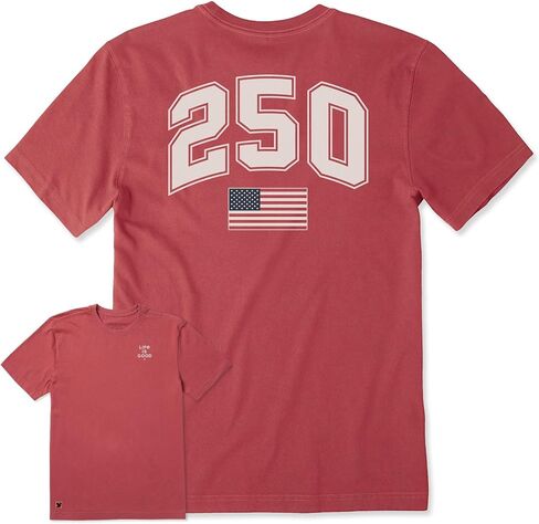Life is Good. Men's Bert's 250 Flag Short Sleeve Crusher Tee, Faded Red in Kuwait