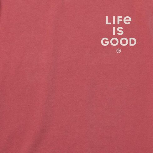 Life is Good. Men's Bert's 250 Flag Short Sleeve Crusher Tee, Faded Red in Kuwait