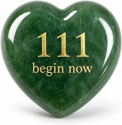 111 Angel Number Rose Quartz Heart Worry Stone - Spiritual Love Crystal Healing Pocket Rock for Women, Polished Heart Shaped Reiki Stone in Saudi Arabia