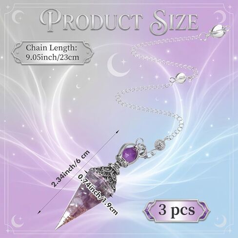 3Pcs Pendulum Crystal, Amethyst Aquamarine Lapis Lazuli Crystal Pendulums for Witchcraft Supplies and Divination, Spiritual Pointed Crystals for Dowsing, Meditation, Chakra Healing in Saudi Arabia