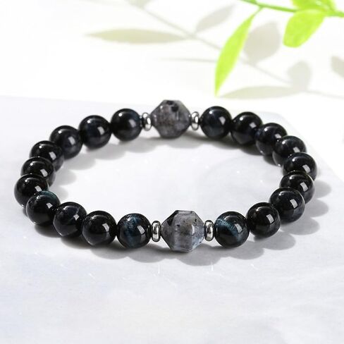 Popular Men's Simple Black Obsidian Bead Bracelet, Natural Stone Healing for Protection Energy Cleansing Jewelry in Kuwait