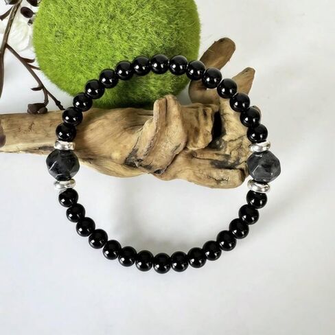 Popular Men's Simple Black Obsidian Bead Bracelet, Natural Stone Healing for Protection Energy Cleansing Jewelry in Kuwait