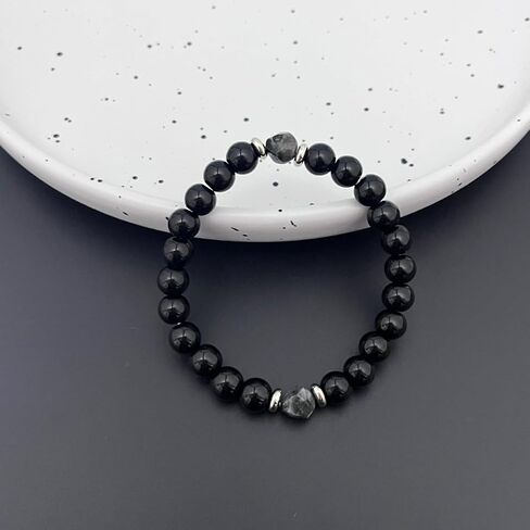 Popular Men's Simple Black Obsidian Bead Bracelet, Natural Stone Healing for Protection Energy Cleansing Jewelry in Kuwait