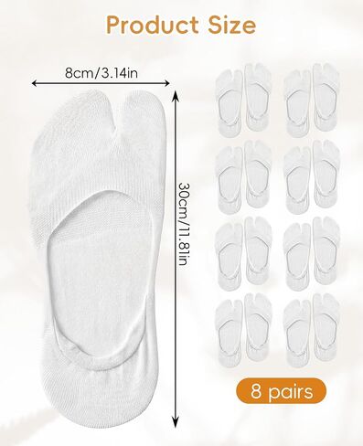 8 Pair Tabi Socks Women, No Show Flip Flop Low Cut Cotton Split Toe Socks in Saudi Arabia