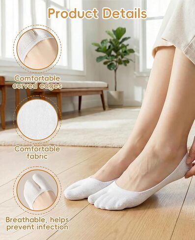 8 Pair Tabi Socks Women, No Show Flip Flop Low Cut Cotton Split Toe Socks in Saudi Arabia
