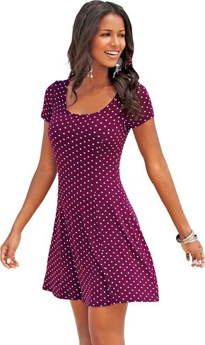 LASCANA Women’s Polka Dot Print Dress – Stylish Bordeaux Midi Dress in Kuwait