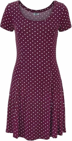 LASCANA Women’s Polka Dot Print Dress – Stylish Bordeaux Midi Dress in Kuwait
