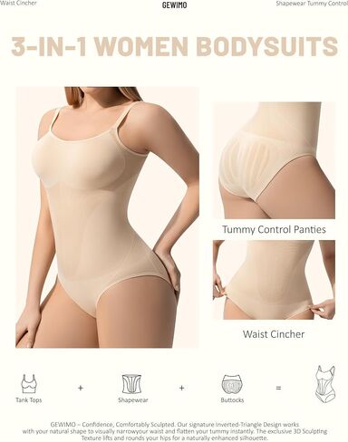 Shapewear Bodysuit Tummy Control Seamless for Women, Inverted Triangle Design with Hip Texture, Faja Body Shaper Waist Briefs in Saudi Arabia