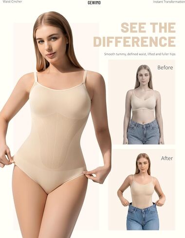 Shapewear Bodysuit Tummy Control Seamless for Women, Inverted Triangle Design with Hip Texture, Faja Body Shaper Waist Briefs in Saudi Arabia