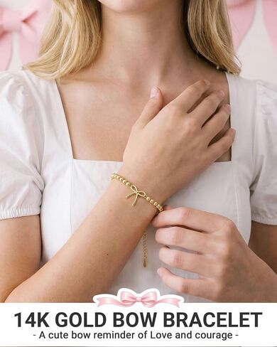 PINKDODO Always Remember You are Loved- 14k Gold Bow Bracelet for Tween Teen Girls in Kuwait