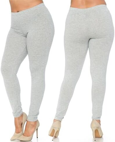 Made in The USA Plus Size Women's Solid Basic Cotton Leggings Heather Grey 3XL in Saudi Arabia