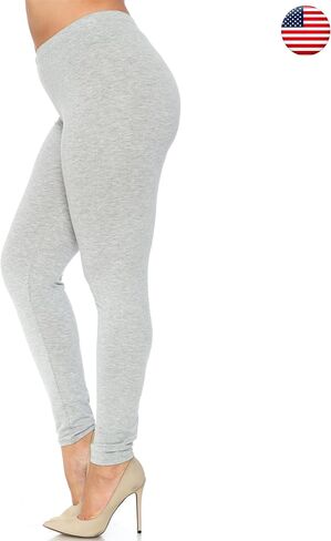 Made in The USA Plus Size Women's Solid Basic Cotton Leggings Heather Grey 3XL in Saudi Arabia