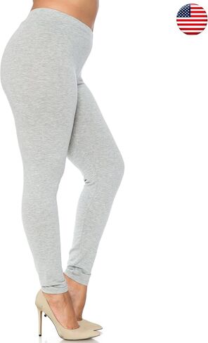 Made in The USA Plus Size Women's Solid Basic Cotton Leggings Heather Grey 3XL in Saudi Arabia