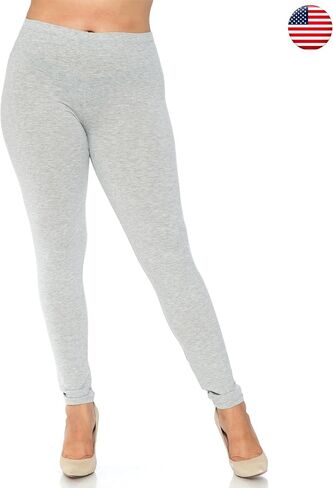 Made in The USA Plus Size Women's Solid Basic Cotton Leggings Heather Grey 3XL in Saudi Arabia
