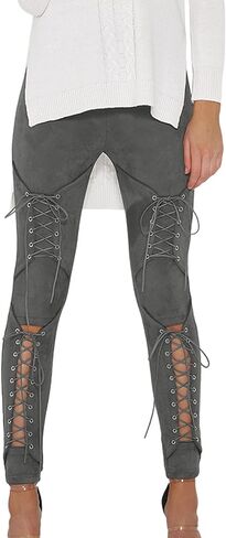 Women's Punk Rock Leggings Gothic Lace Up Bandage Skinny Sexy Slim Pants in Saudi Arabia