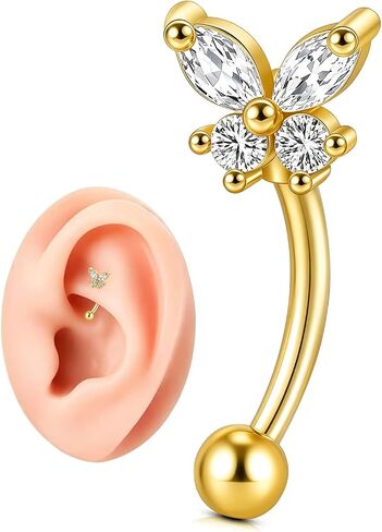 Rook Piercing Jewelry 16G - ASTM F136 Titanium Rook Earrings, Eyebrow Ring,Curved Barbell Body Jewelry in Kuwait