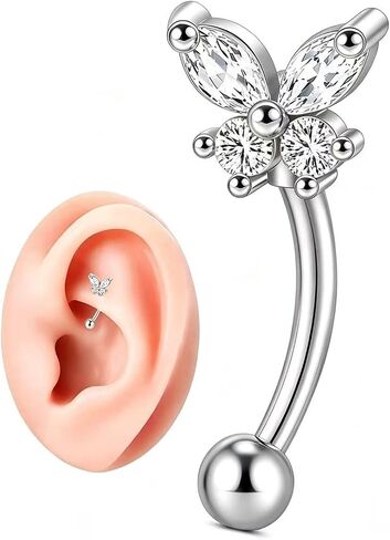 Rook Piercing Jewelry 16G - ASTM F136 Titanium Rook Earrings, Eyebrow Ring,Curved Barbell Body Jewelry in Kuwait