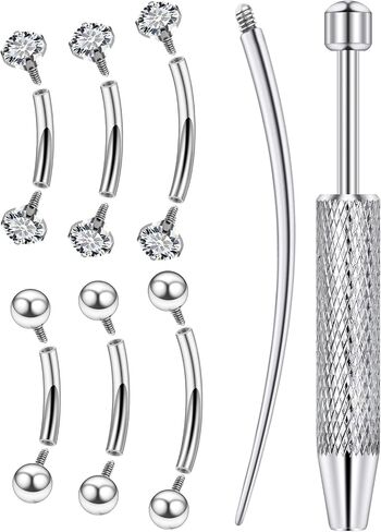 Eyebrow Piercing Jewelry Surgical Steel Internal Thread Curved Barbell Tiny Eyebrow Ring Vertical Labret Lip Jewelry Ear Rook Small Belly Button Ring for Women Men 16g 6mm/8mm/10mm in Saudi Arabia