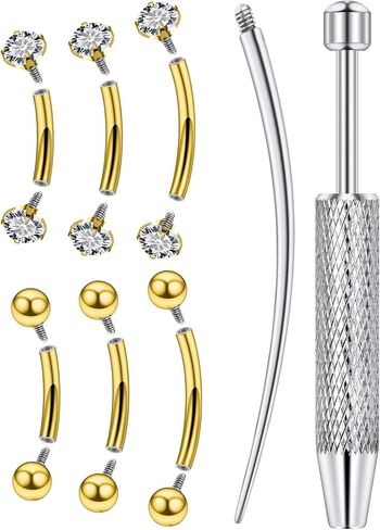 Eyebrow Piercing Jewelry Surgical Steel Internal Thread Curved Barbell Tiny Eyebrow Ring Vertical Labret Lip Jewelry Ear Rook Small Belly Button Ring for Women Men 16g 6mm/8mm/10mm in Saudi Arabia