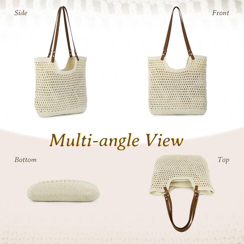 GOKTOW Crochet Beach Bag Women Woven Tote Handbag Casual Boho Bags Large Shoulder Purse For Summer Vacation Travel in Saudi Arabia