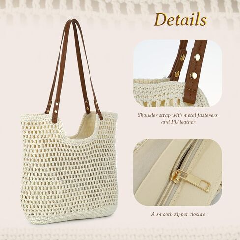 GOKTOW Crochet Beach Bag Women Woven Tote Handbag Casual Boho Bags Large Shoulder Purse For Summer Vacation Travel in Saudi Arabia