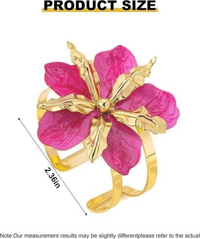 Hot Pink Flower Bracelet for Women Chunky Hot Pink Flower Bangle Bracelet Trendy Adjustable Floral Cuff Spring Summer Beach Hawaiian Ocean Jewelry Accessories Dress Outfits in Saudi Arabia