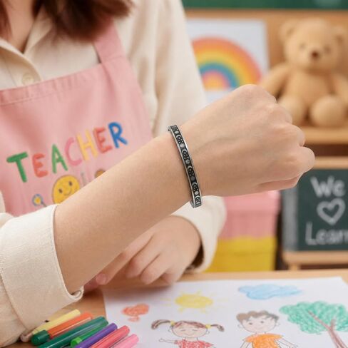Thank You For Helping Me Grow Gift, Moon Star Teacher Bracelet Inspirational Silver Cuff Bangle for Christmas Graduation Appreciation Back to School End of Year Retirement From Students in Saudi Arabia