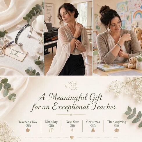 Thank You For Helping Me Grow Gift, Moon Star Teacher Bracelet Inspirational Silver Cuff Bangle for Christmas Graduation Appreciation Back to School End of Year Retirement From Students in Saudi Arabia
