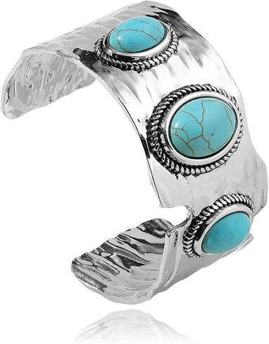 Dreuyet Turquoise Cuff Bracelet for Women South Western Cowgirl Bracelets Bohemian Vintage Turquoise Stone Bangle Bracelets Country Concert Party Outfits Gift ﻿ in Kuwait