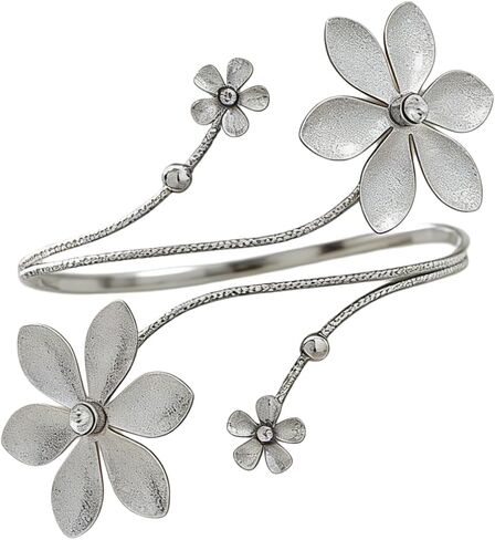 Gold Silver Flower Arm Cuff for Women Open Adjustable Upper Arm Bangle Coil Swirl Armlet Armband Minimalist Upper Arm Cuff Jewelry Statement Vintage Party Jewelry in Kuwait