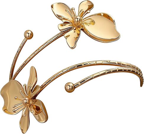 Gold Silver Flower Arm Cuff for Women Open Adjustable Upper Arm Bangle Coil Swirl Armlet Armband Minimalist Upper Arm Cuff Jewelry Statement Vintage Party Jewelry in Kuwait